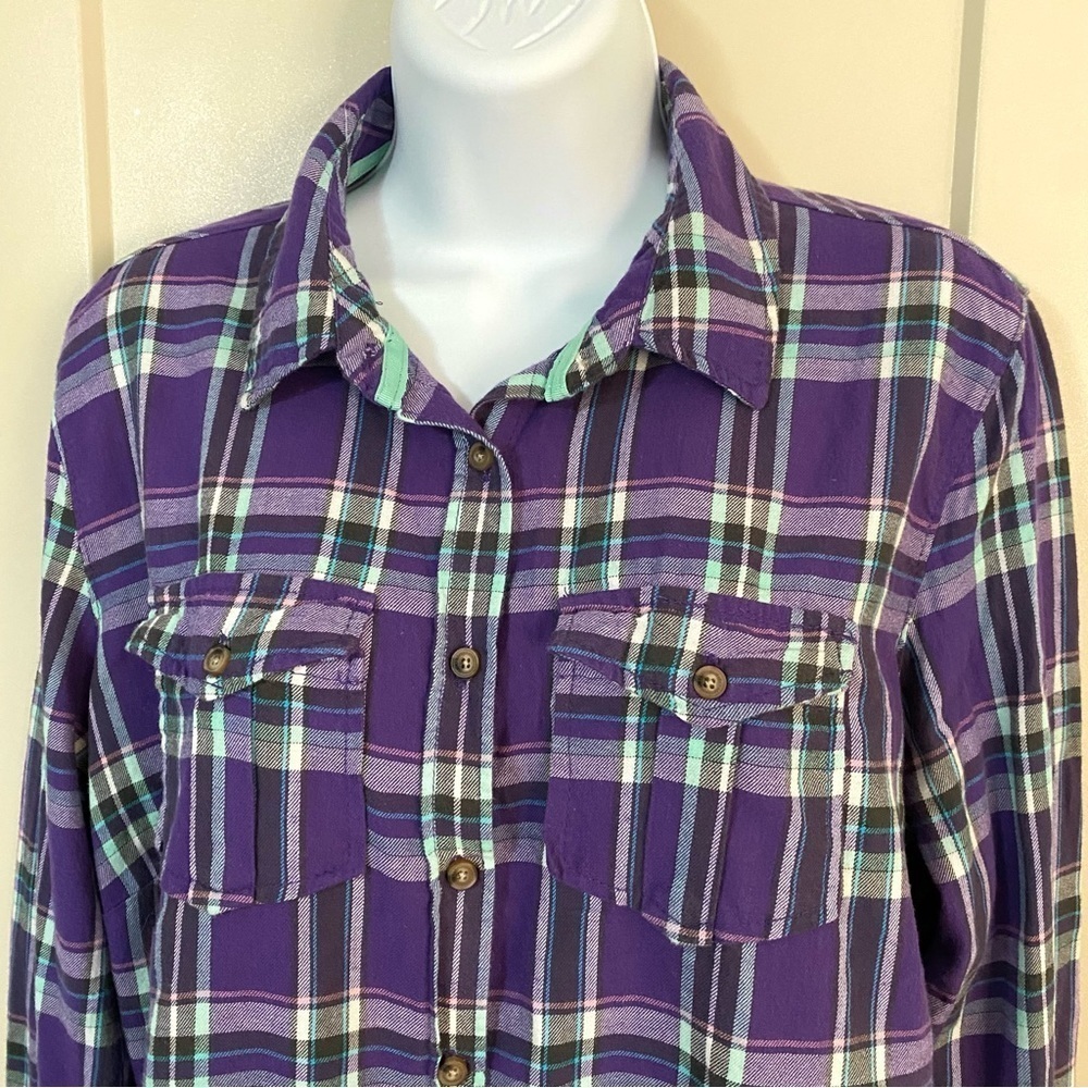 Aeropostale Eighty-Seven Purple Button-down Cotton Shirt XL Long Sleeve Plaid - Picture 4 of 15